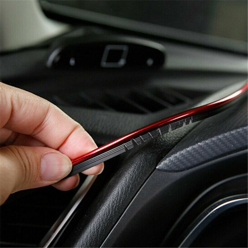 Red 5M Car Interior Door Gap Edge Line Insert Molding Trim Strip Accessory - Picture 5 of 10
