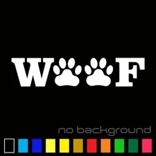 WOOF Paw Prints Sticker Vinyl Decal Dog Animal Puppy Cute Rescue Pet Car Window