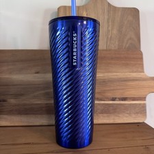 Starbucks 2023 Blue Diagonal Sheen Ombre Textures Glass Tumbler - 24 oz
