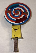 Vintage Metal Spinning Friction Toy Red White Blue