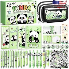 Kawaii Panda School Supplies Set 36pcs Pencil Case Gel Pens Notebooks Stickers