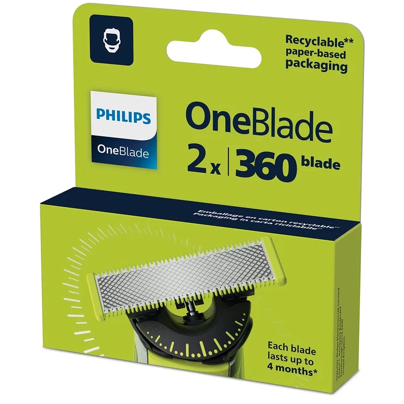 Testine Lama di Ricambio 2 Pezzi QP420/50 per Rasoio Philips OneBlade 360° Lame, fotografia 10 di 10