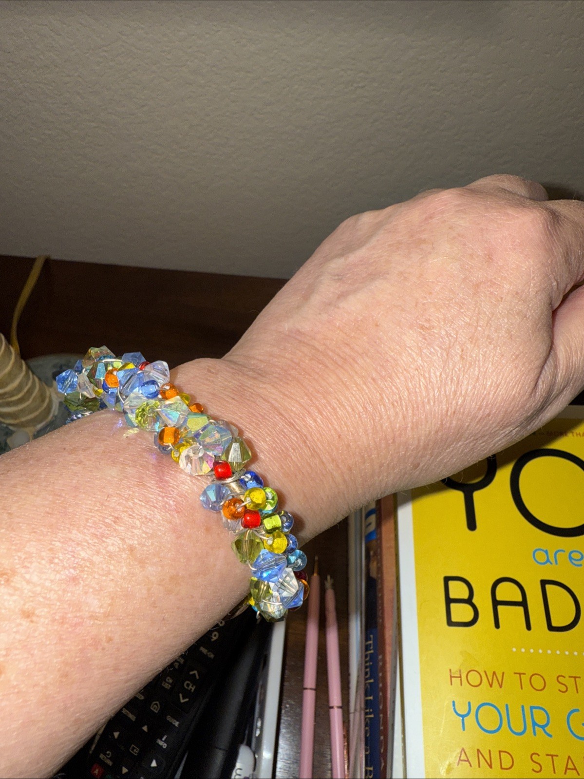 Crystal Cluster Bangle Bracelet Unique Handmade G… - image 4
