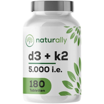 naturally Vitamin D3 + K2 | 5000 I.E. Vitamin D, hochdosiert