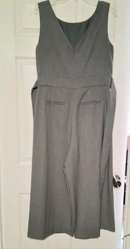 Loft Gray Jumpsuit Tie Front Or Back Pockets Wide Legs Maxi Size 10 - Picture 7 of 11