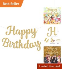 Glitter Happy Birthday Banner Sign Birthday Garland Wall Door Banners Flag fo...