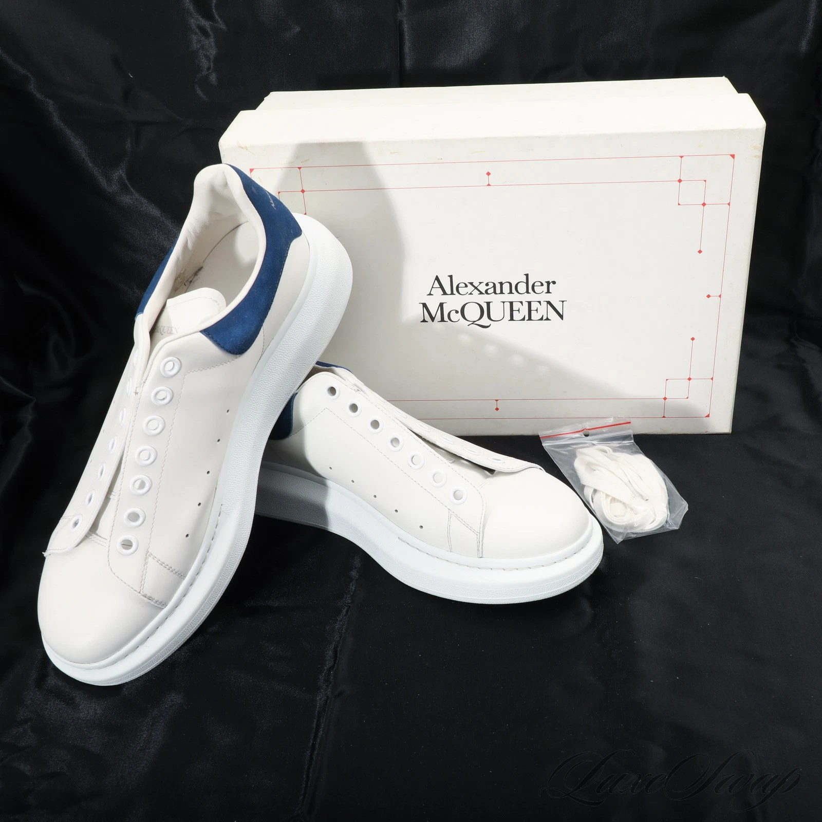 Alexander McQueen — Alexander Mcqueen Made in Italy 553680 White Blue Court Trainers Sneakers 45