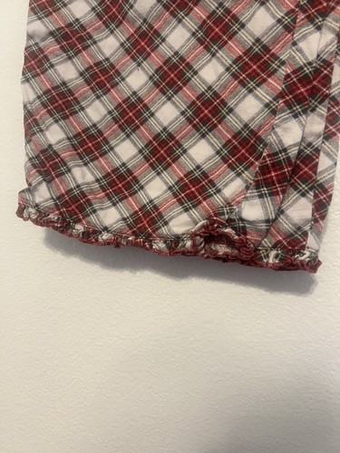 Lands End L Pyjamahose rot Schottenkaro Rüschensaum Kordelzug Taille Urlaub - Bild 5 von 5