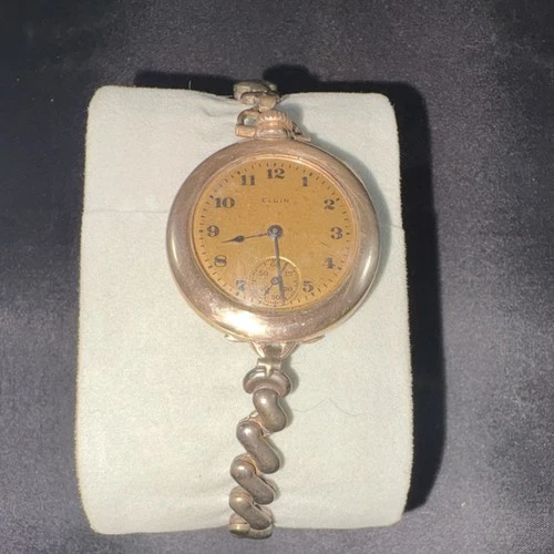 Elgin Antique Gold Filled Full Hunter Pocket Watch Chain Mechanical Sub-Seconds