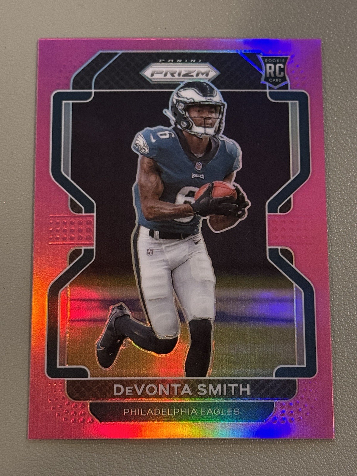 Devonta Smith 2021 Panini Prizm Pink Prizm #335 Rookie Eagles RC SP