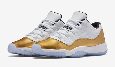 AIR JORDAN 11 RETRO LOW ''WHITE & METALLIC GOLD'' - GR. 46,0 - 1 MAL BENUTZT MIT BOX
