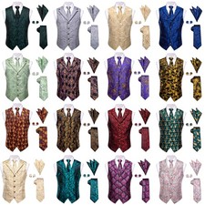 Mens Waistcoat Wedding Formal Casual Vest Tie Set Paisley Floral Suit Coats