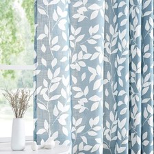 Treatmentex Blue White Curtains for 52"W x 54"L Pack of 2 ,