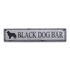 Custom Black Dog Bar, Custom Pub - Rustic Distressed Wood Sign