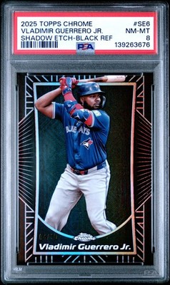 2025 TOPPS CHROME SHADOW ETCH BLACK REFRACTOR VLADIMIR GUERRERO JR. 4/10 PSA 8