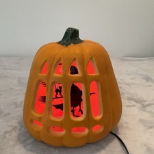 Orange 10" Lighted Pumpkin Jack-O-Lantern Haunted House Witch LIGHT