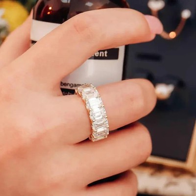Certified Emerald Cut Lab-Grown/CVD Diamond 14k Yellow Gold Eternity Band