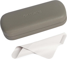 Glasses Case Hard Shell Eyeglass Case with Cleaning Cloth, PU Leather Protective