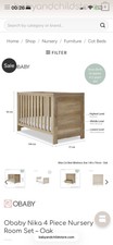 Image of Obaby Nika Cot Bed with Mattress Oak
