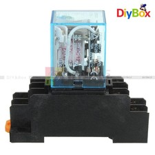 12V DC Coil Power Relay LY2NJ DPDT 8 Pin HH62P JQX-13F With Socket Base New