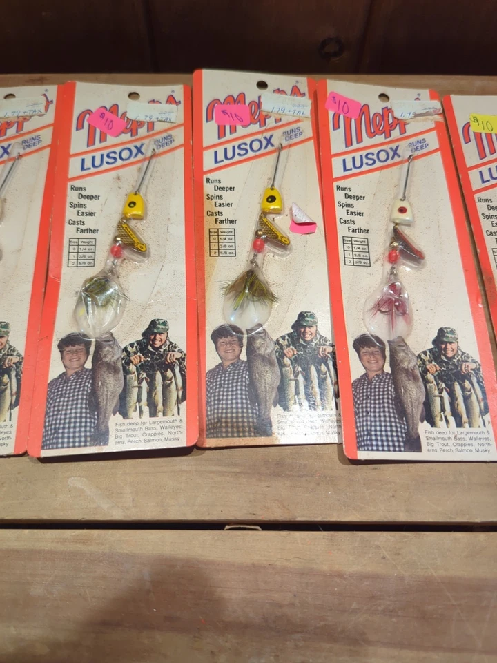 7 hilanderos ponderados vintage Mepps Lusox #1 nuevos en stock Foto 3 de 4