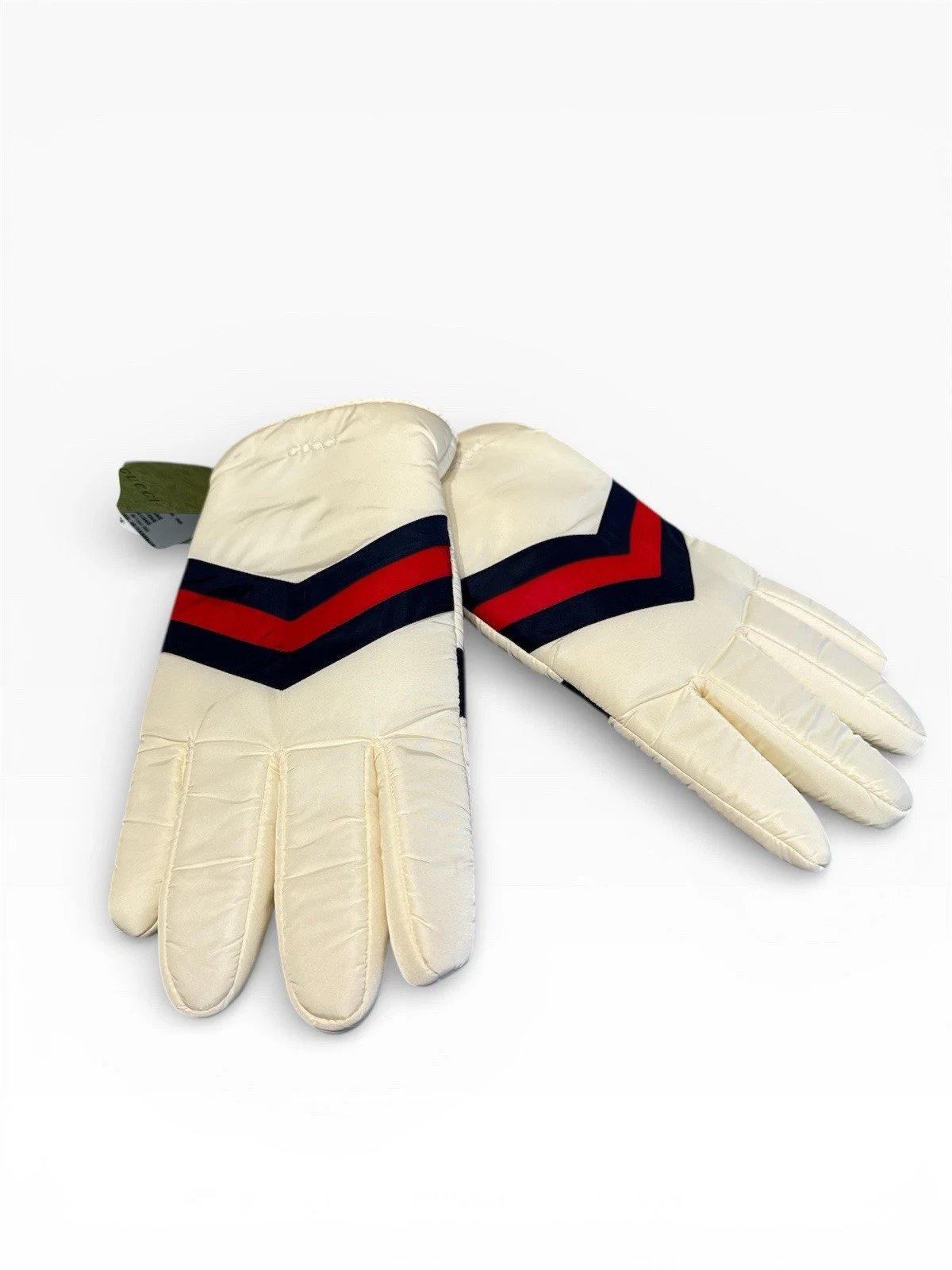 Gucci Gloves Mens Web Signature Sprite Cream Padded Gloves 8 1/2 Small 20.5cm