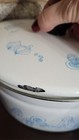 Vtg Enamelware Turquoise Mushroom, Onion & Seasoning Pattern Pan With Lid. — photo 4