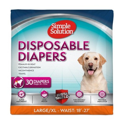 Simple Solution Disposable Dog Diapers, Female 30 Count, white 
