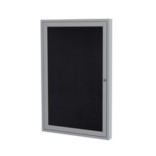 Ghent's 36" x 24" 1 Door Enclosed Rubber Bulletin Board in Black
