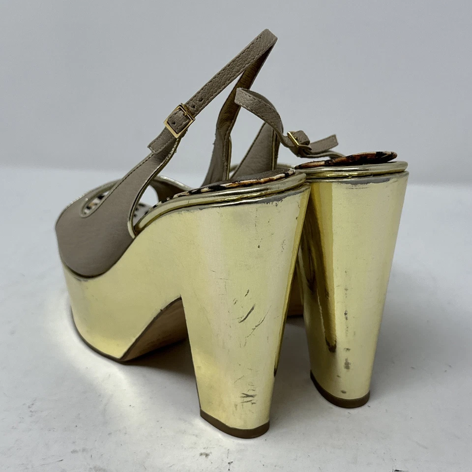 ROBERTO CAVALLI Women's Gold Patent Wedge Heels US9.5/EU40 - Image 4 of 4