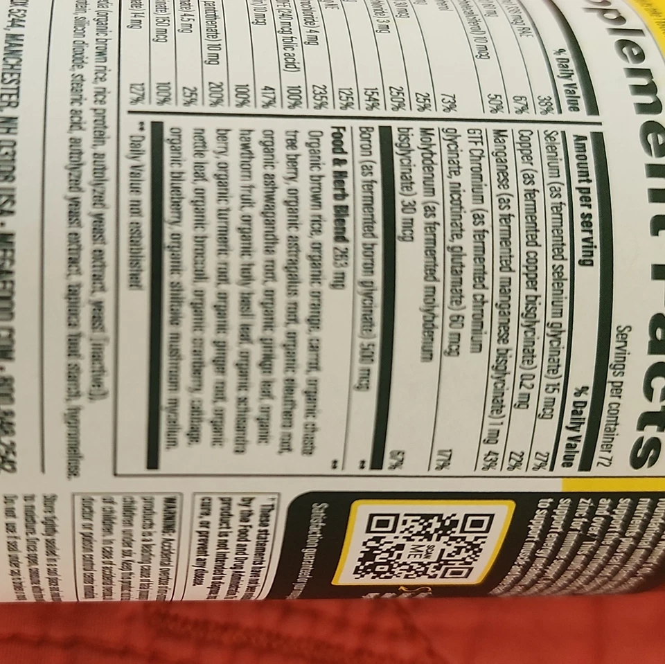 MEGA FOOD ЖЕНЩИН 40 + 0NE ЕЖЕДНЕВНО - 72 ТАБЛЕТКИ EXP 10/28 - Изображение 3 из 4