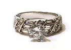 925 sterling silver CZ cubic Zirconia engagement band 4.0g ring round estate