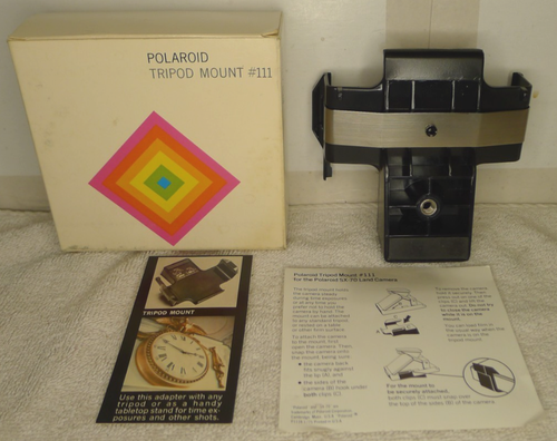 Polaroid SX-70 Camera #111 Tripod Mount +Box, Instruction Sheet & Add Card BB