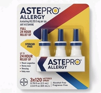 Astepro Allergy Nasal Spray 120 Sprays Each 3 Pack (360 Total) 