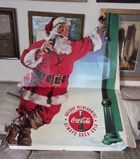 VINTAGE LIFE SIZE COCA-COLA SANTA CLAUS CARDBOARD STAND-UP ADVERTISING SIGN