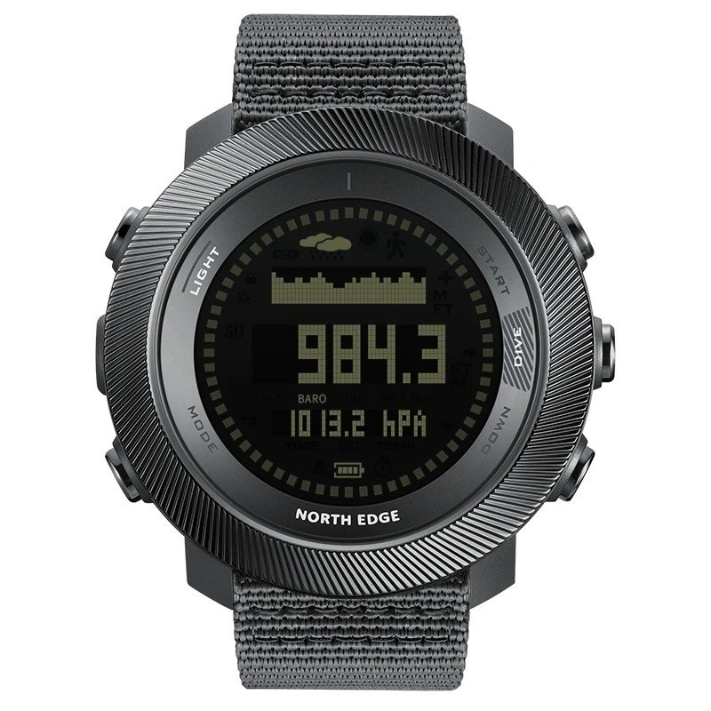 Montre Digitale NORTH EDGE APACHE-D en Acier Tactique Cadran 48mm Étanche 10ATM Sport