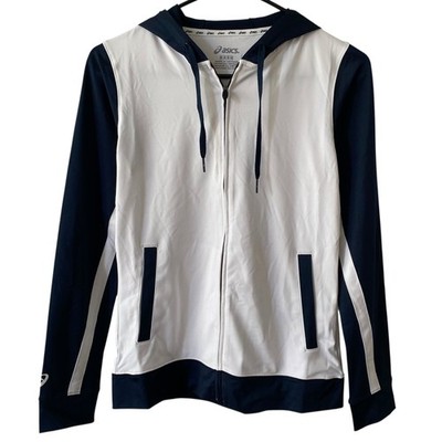 NEW ASICS Junior's Lani Track Jacket Size Medium Navy Blue Sports Full Zip Hood