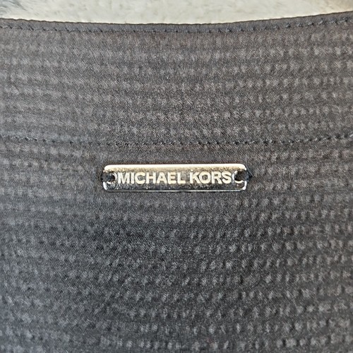 Michael Kors Satin Tie Top Womens Size Petite PS Black Split V-Neck 3/4 Sleeves - Picture 7 of 12