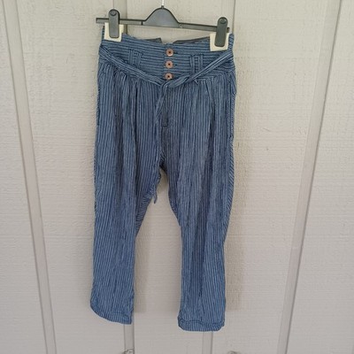 Free People Rumors Yarn Dye Striped Harem Pants Size 2 Women Boho Cotton Pockets