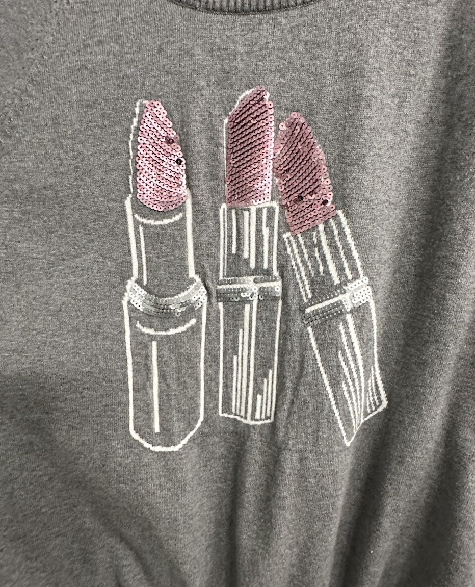 Torrid Gray Pullover Sweater Sequined Lipstick Si… - image 2