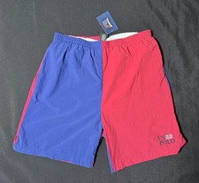 Vintage Polo Ralph Lauren USA Spellout Colorblock Nylon Shorts Sz XL Fits S/M