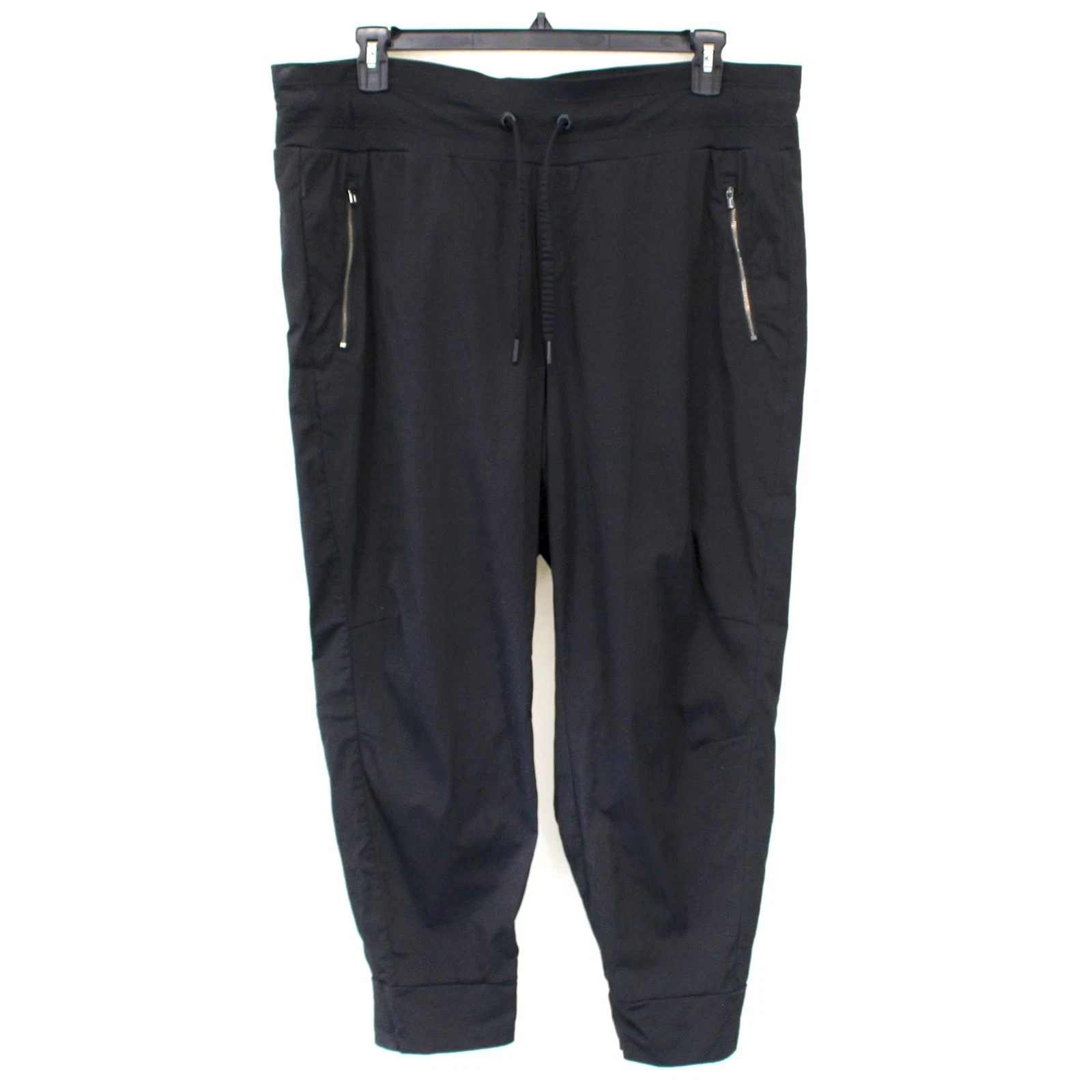 Athleta Plus Black Joggers Pants Zipper Pocket Activewear Softshell Tie Waist 1X