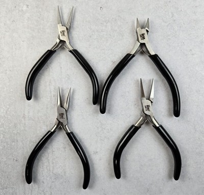 Beadsmith 4 Pc Jewelry Pliers Set w/ Case Round Chain Flat Cutter EUC