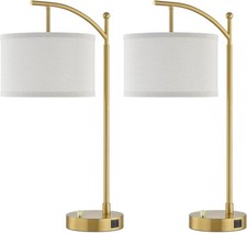 Table Lamp for Living Room Bedroom, 23.5" Table Lamps Set of 2 with USB C A Port