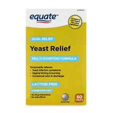 Equate, Yeast Relief, 60 Count, Tablets, Temporarily relieves yeast infection