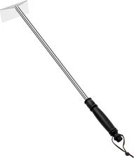 Charcoal Grill Ash Rake Hoe for Fireplace Wood Stove Pizza Oven, Stainless Steel