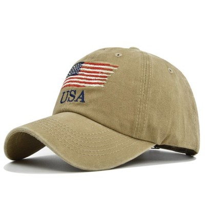 American US Flag Embroidered Low Profile USA Baseball Cap Adjustable Hat 