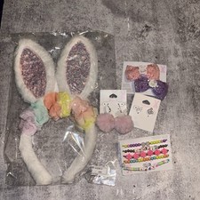 Claire  s Easter Accessory Set, Bunny Earrings NEW Headband, 2 Earrings, Barrette