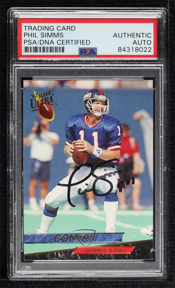 PSA/DNA 1993 Fleer Ultra Phil Simms #330 Certified Authentic Auto 08a7