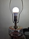 Rare Vtg Clear And Iridescent Cranberry Red Flash Glass Lamp Reticulated Base — photo 3